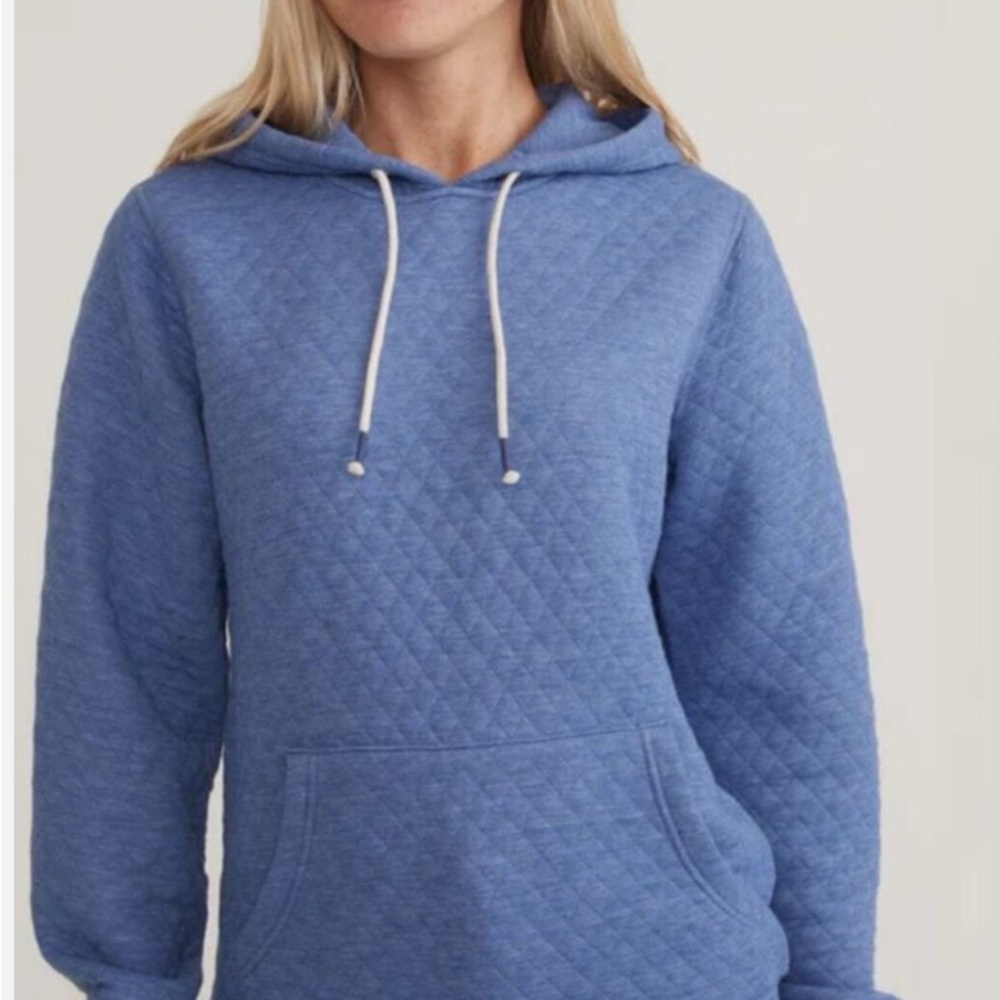 Marine layer quilted hoodie in arctic ice blue
